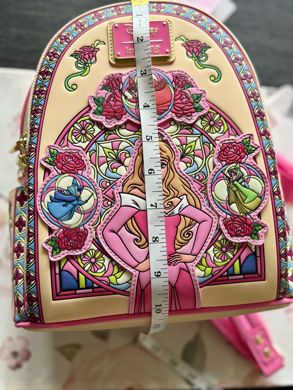 Loungefly Pink and Cream Aurora Stained-Glass Mini Backpack - Picture 10 of 15